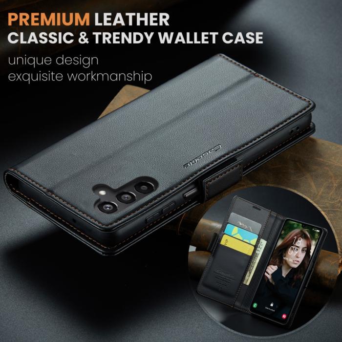 Bild 5, CASEME Samsung Galaxy A16 Fodral Läder RFID Svart