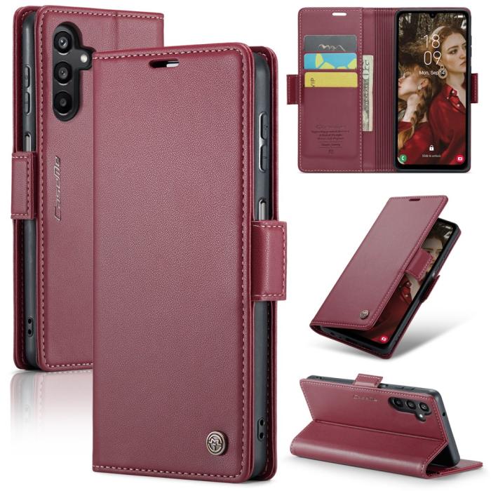 Bild 1, CASEME Samsung Galaxy A16 Fodral Läder RFID Röd