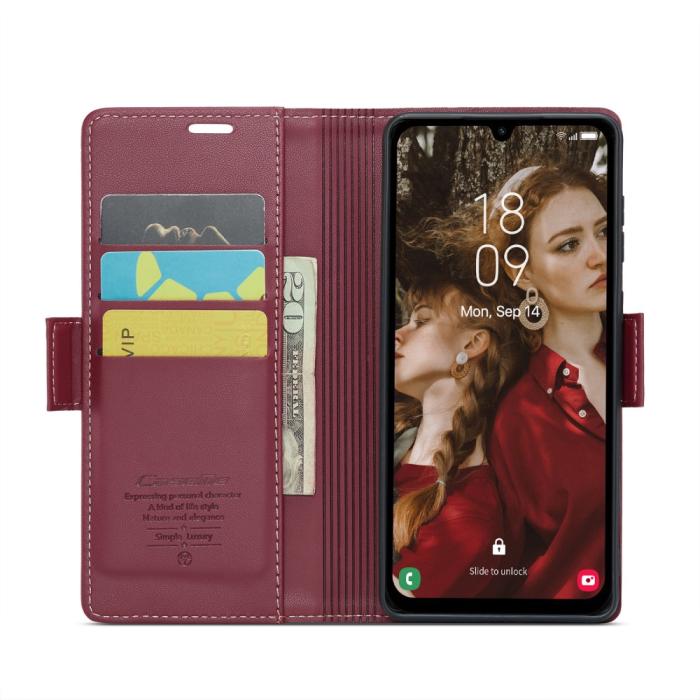 Bild 3, CASEME Samsung Galaxy A16 Fodral Läder RFID Röd
