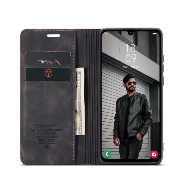 Bild 3, CASEME Samsung Galaxy A16 Fodral Flip Retro Läder Svart