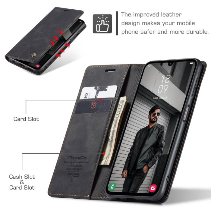 Bild 5, CASEME Samsung Galaxy A16 Fodral Flip Retro Läder Svart