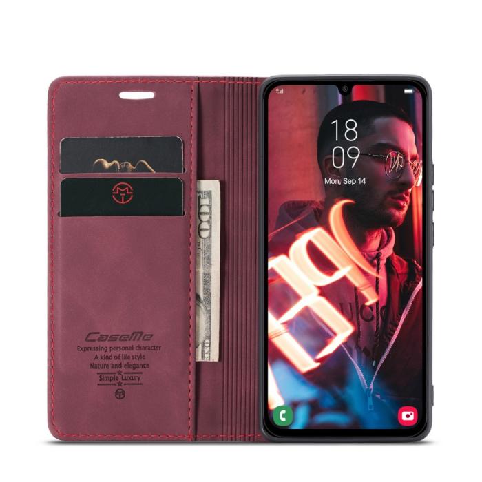 Bild 3, CASEME Samsung Galaxy A16 Fodral Flip Retro Läder Röd