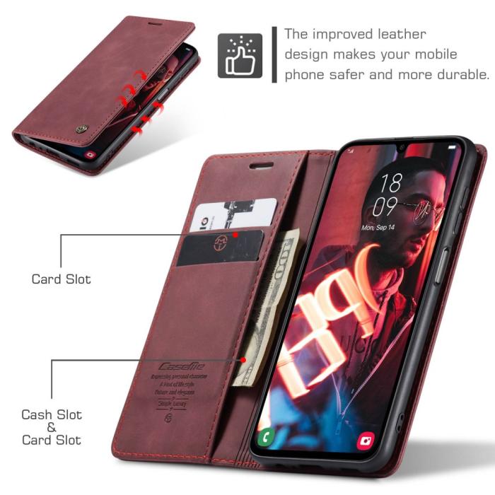 Bild 5, CASEME Samsung Galaxy A16 Fodral Flip Retro Läder Röd