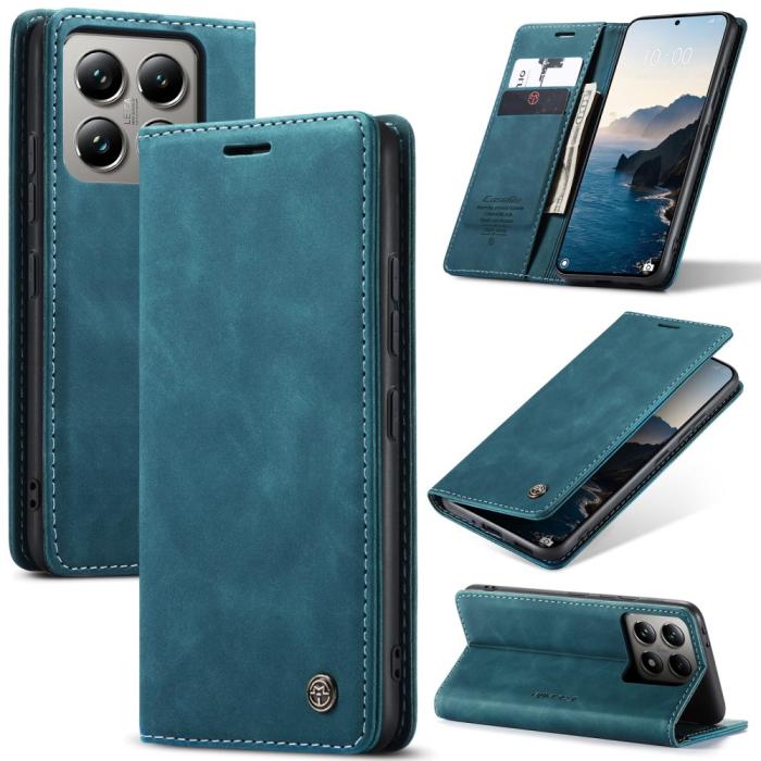 Bild 1, CASEME Xiaomi 14T Pro Fodral Flip Läder Blå