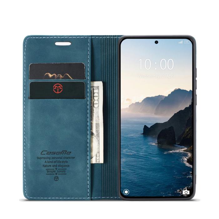Bild 3, CASEME Xiaomi 14T Pro Fodral Flip Läder Blå