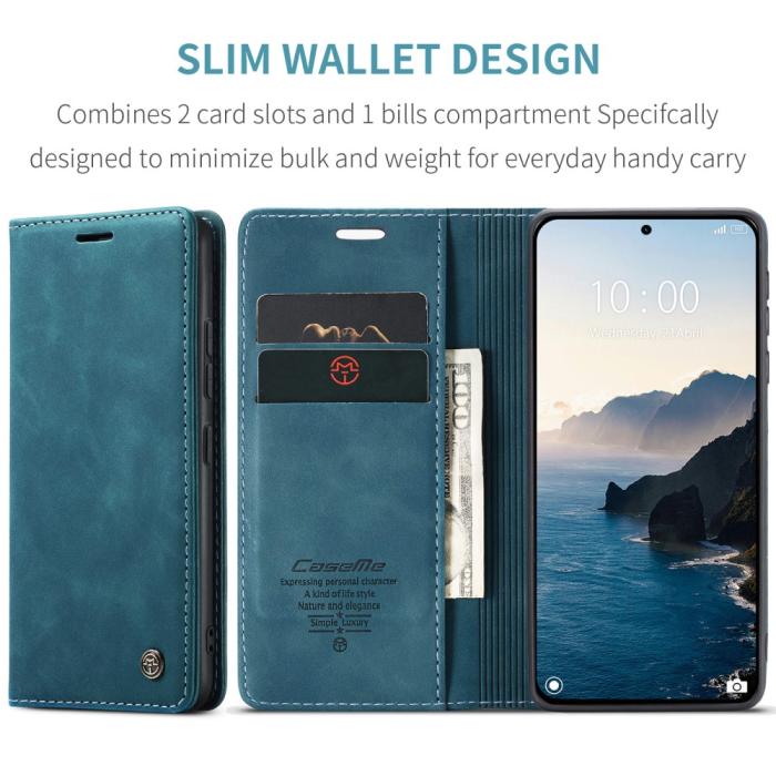 Bild 6, CASEME Xiaomi 14T Pro Fodral Flip Läder Blå