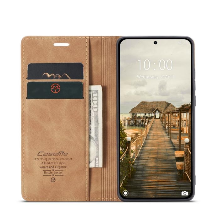 Bild 3, CASEME Xiaomi 14T Pro Fodral Flip Läder Brun