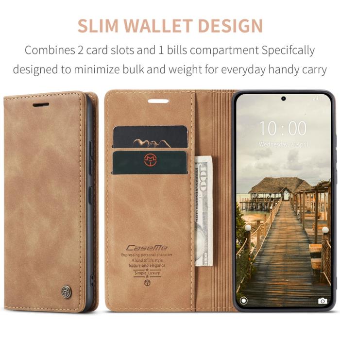 Bild 6, CASEME Xiaomi 14T Pro Fodral Flip Läder Brun
