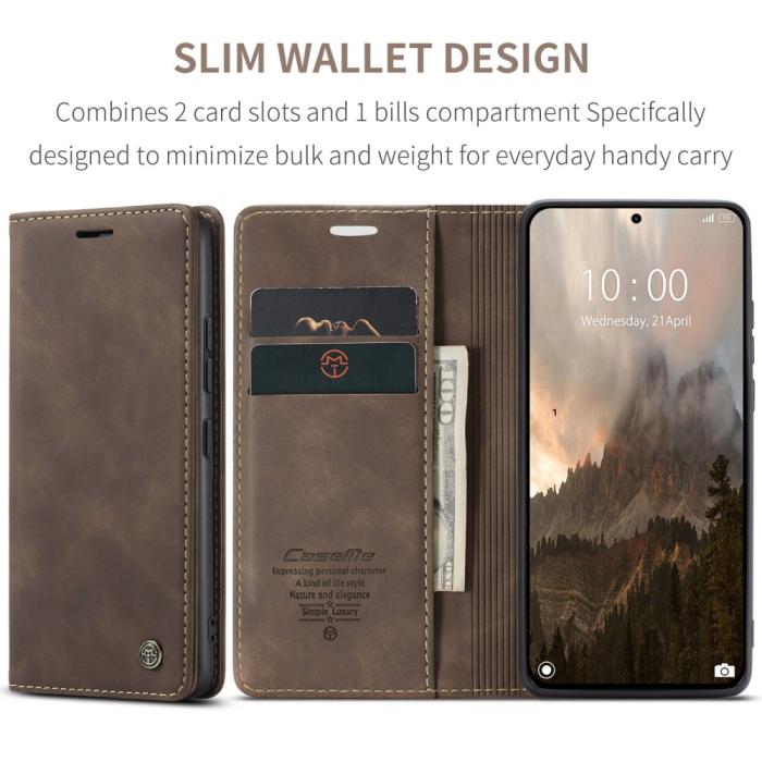 Bild 6, CASEME Xiaomi 14T Pro Fodral Flip Läder Mörk Brun
