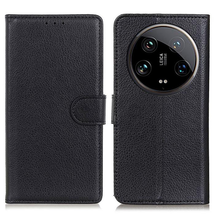 Bild 1, Xiaomi 14 Ultra Fodral Litchi Läder Svart