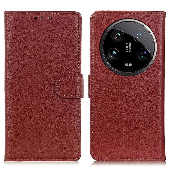 Bild 1, Xiaomi 14 Ultra Fodral Litchi Läder Brun