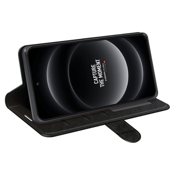 Bild 3, Xiaomi 14 Ultra Fodral Crazy Horse Läder Svart