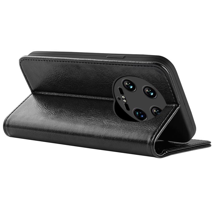 Bild 4, Xiaomi 14 Ultra Fodral Crazy Horse Läder Svart