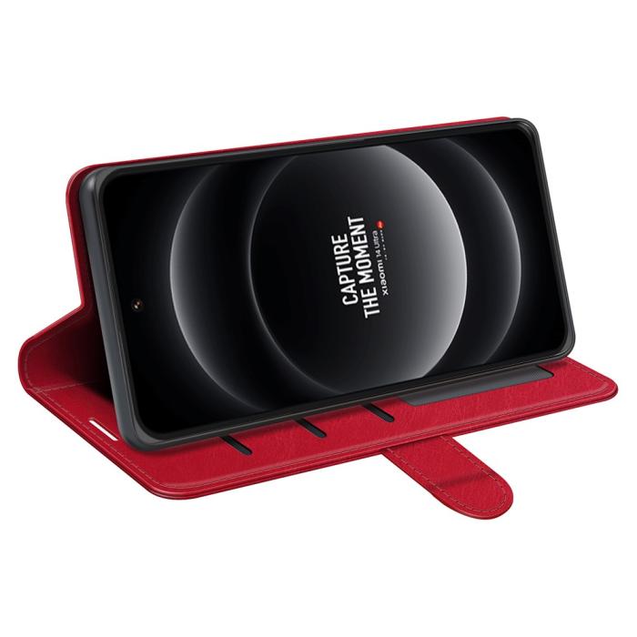 Bild 3, Xiaomi 14 Ultra Fodral Crazy Horse Läder Röd