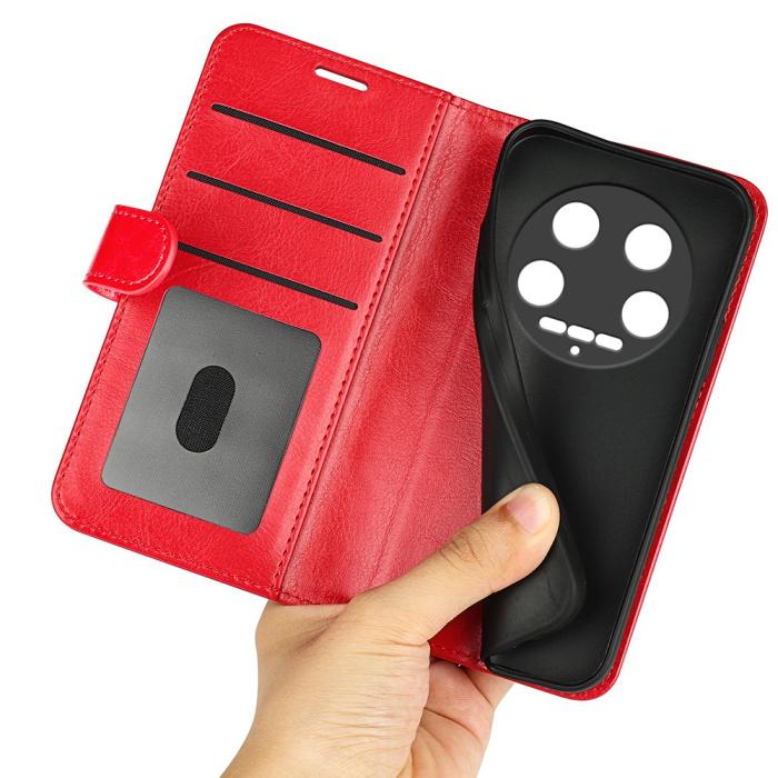 Bild 4, Xiaomi 14 Ultra Fodral Crazy Horse Läder Röd