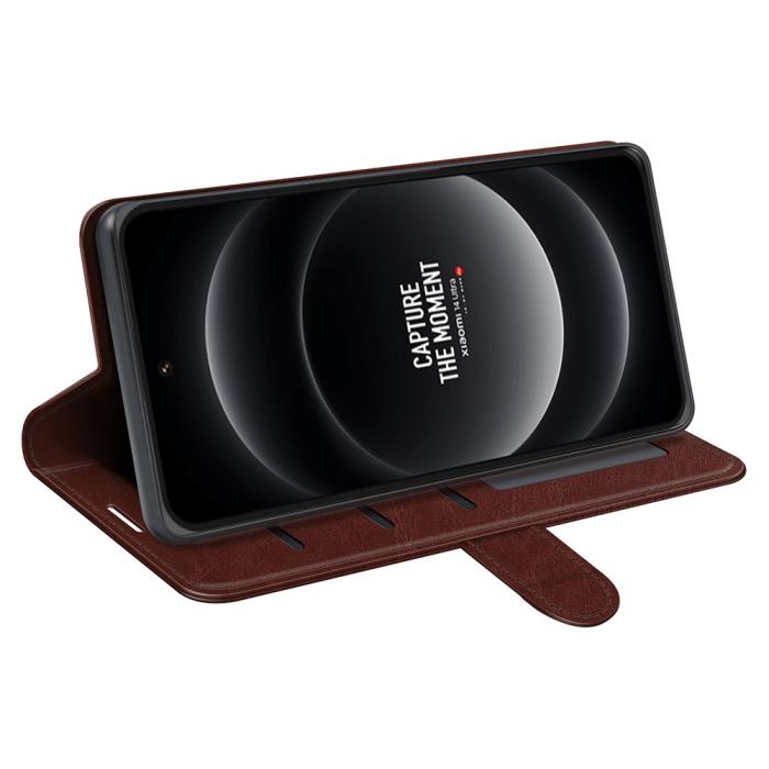 Bild 3, Xiaomi 14 Ultra Fodral Crazy Horse Läder Brun