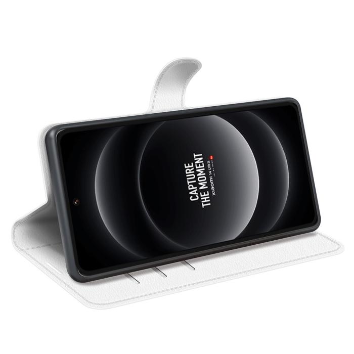 Bild 3, Xiaomi 14 Ultra Fodral Litchi Läder Vit