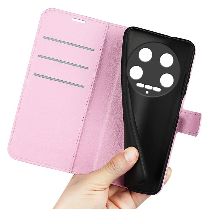 Bild 4, Xiaomi 14 Ultra Fodral Litchi Läder Ljus Rosa