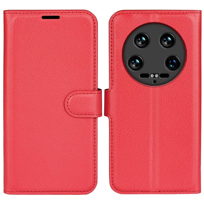Bild 1, Xiaomi 14 Ultra Fodral Litchi Läder Röd