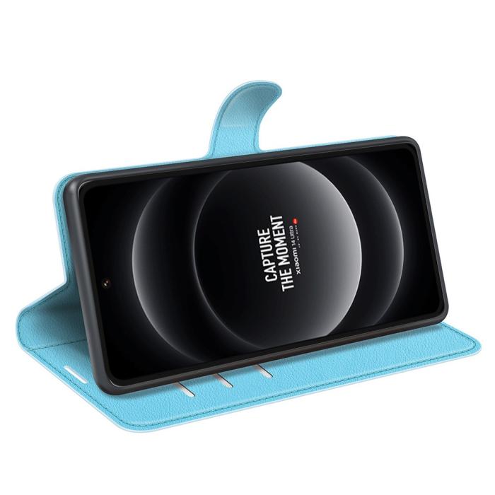 Bild 3, Xiaomi 14 Ultra Fodral Litchi Läder Blå