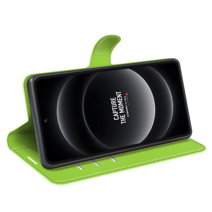 Bild 3, Xiaomi 14 Ultra Fodral Litchi Läder Grön
