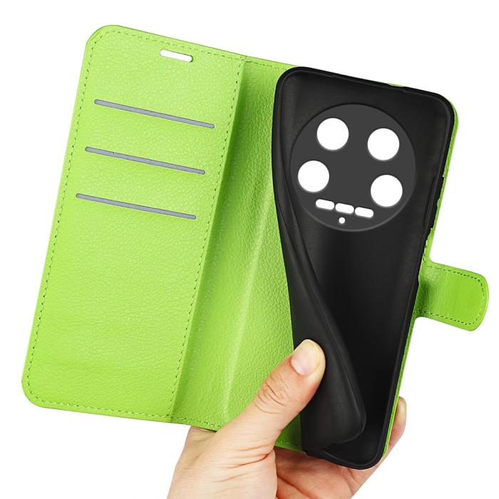 Bild 4, Xiaomi 14 Ultra Fodral Litchi Läder Grön