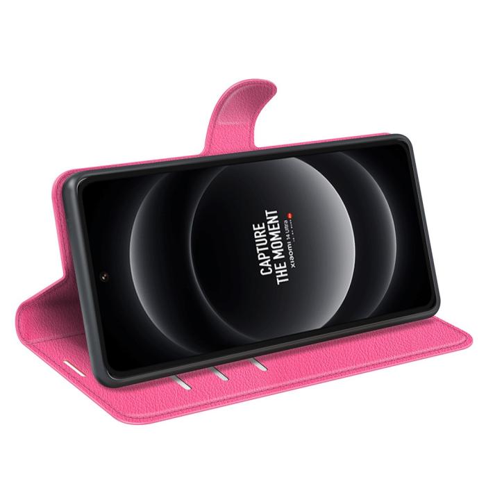 Bild 3, Xiaomi 14 Ultra Fodral Litchi Läder Rosa