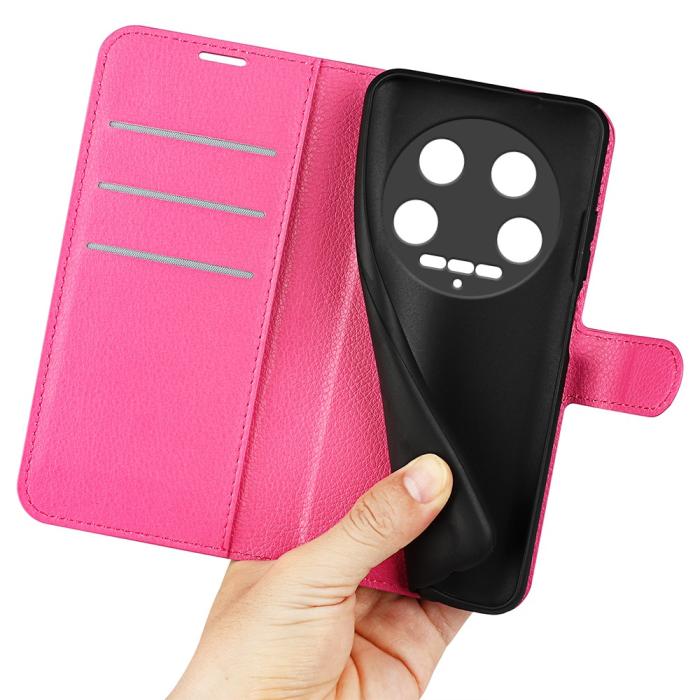 Bild 4, Xiaomi 14 Ultra Fodral Litchi Läder Rosa