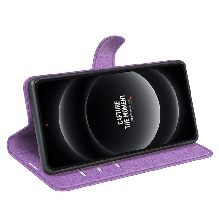 Bild 3, Xiaomi 14 Ultra Fodral Litchi Läder Lila