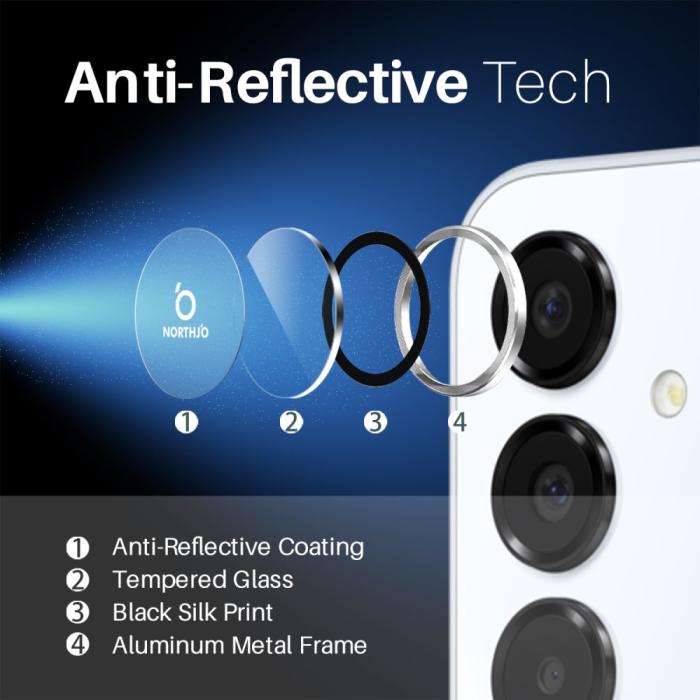 Bild 4, NORTHJO Samsung Galaxy A16 Linsskydd Härdat Glas Silver