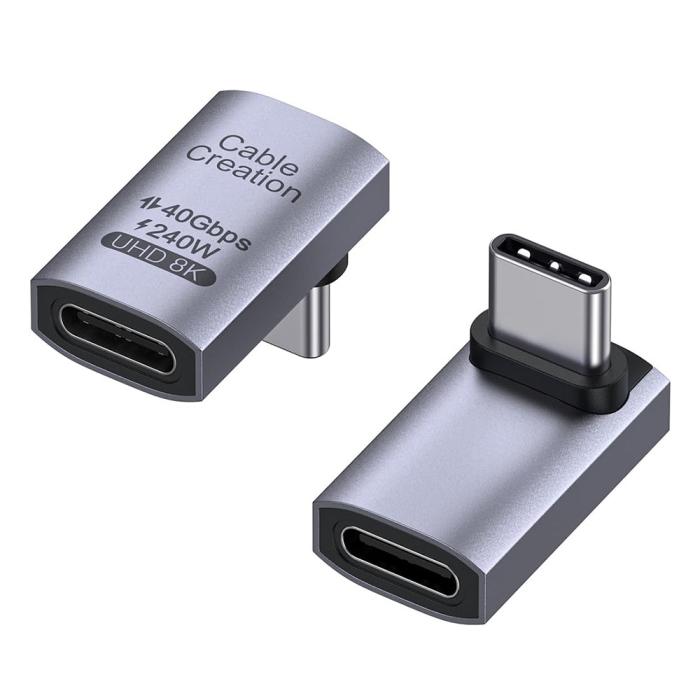 Bild 1, CableCreation USB-C Hona - USB-C Hane Adapter Grå