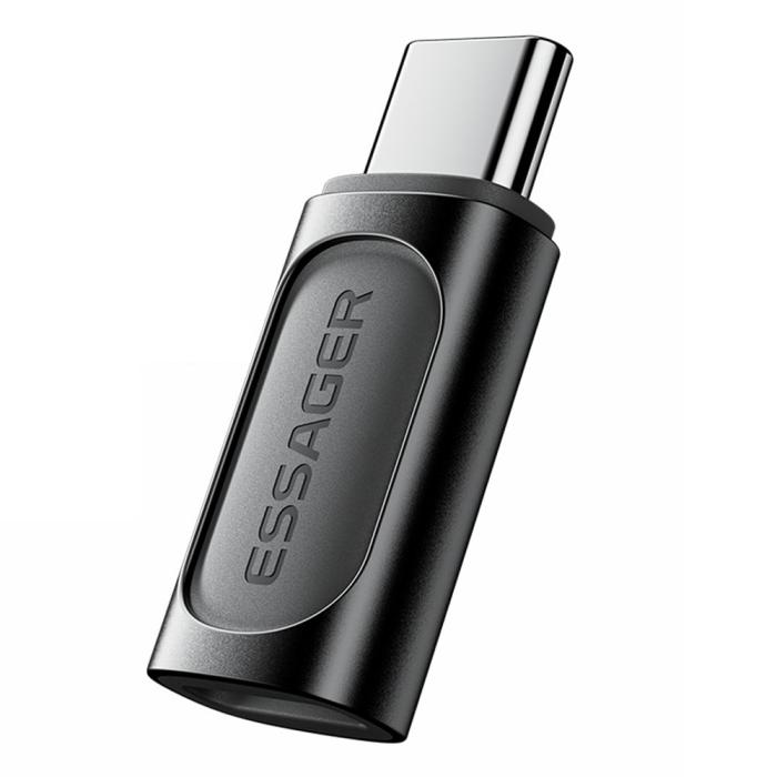 Bild 1, ESSAGER Lightning Hona - USB-C Hane Adapter Svart