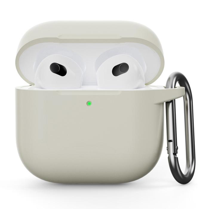 Bild 1, AirPods 4 Skal Med Krok Silikon Off White