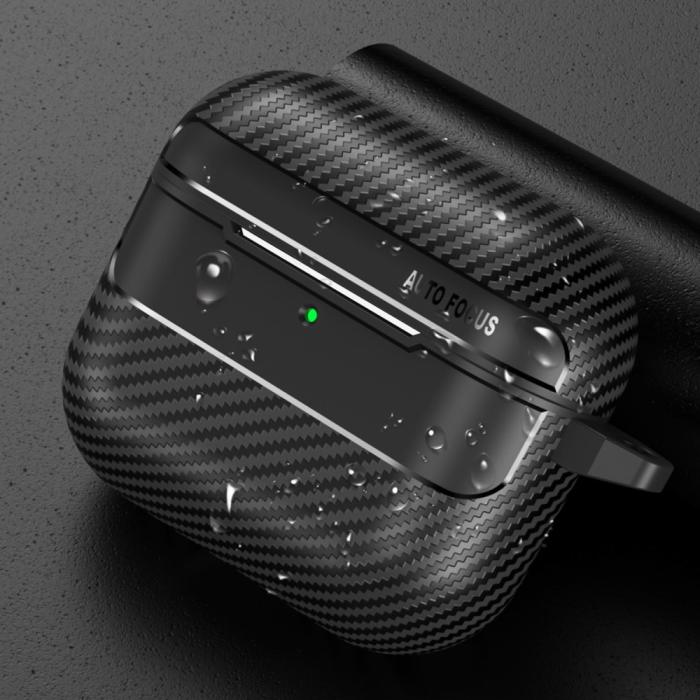Bild 6, AirPods 4 Skal Med Krok TPU Kolfiber Textur Svart