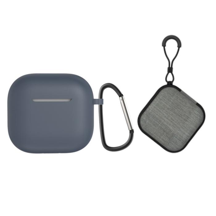 Bild 1, AirPods 4 Skal Med Karbinhake Inkl. Fodral Mörk Blå