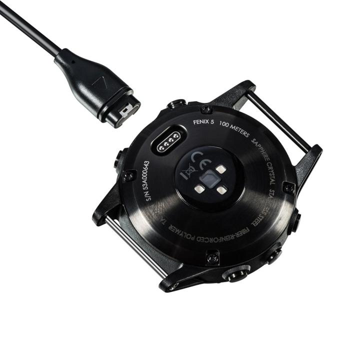 Bild 5, 1 m Garmin Fenix Smartwatch USB-A Laddare Svart