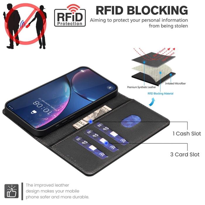 Bild 2, Samsung Galaxy S25 Ultra Fodral Läder RFID Svart