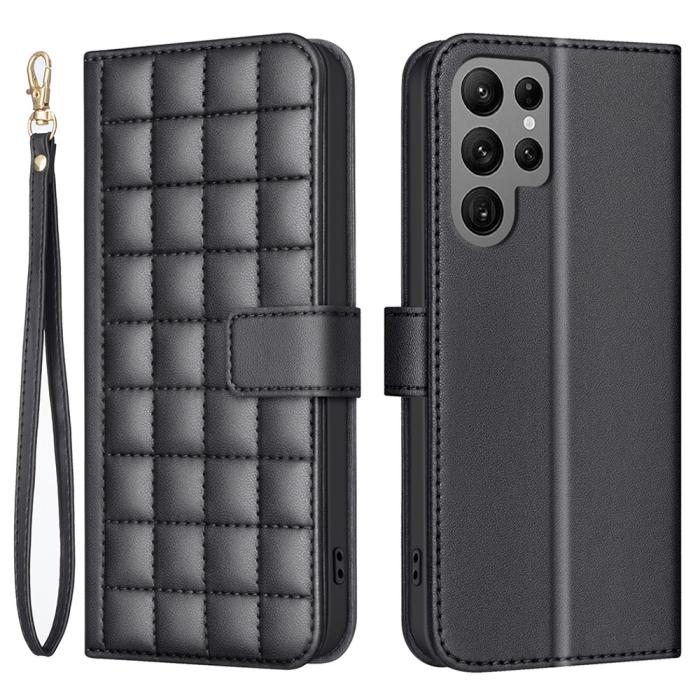 Bild 1, Samsung Galaxy S25 Ultra Fodral Läder Rutor Svart