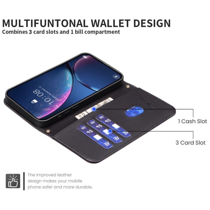 Bild 4, Samsung Galaxy S25 Ultra Fodral Läder Rutor Svart