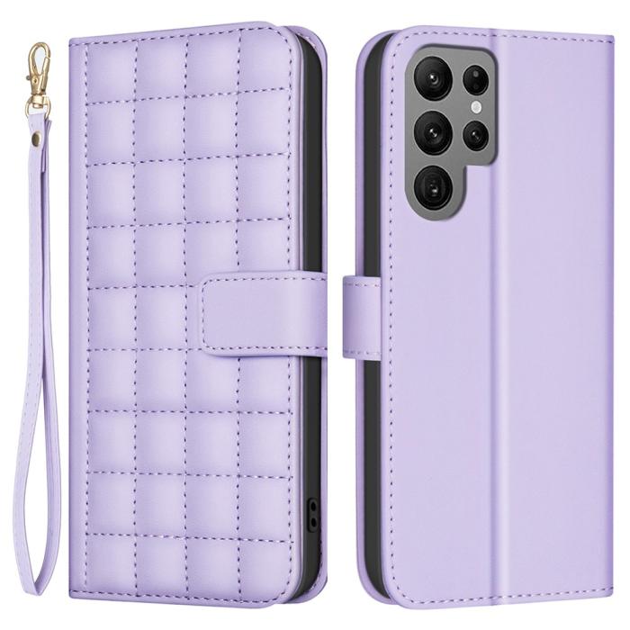 Bild 1, Samsung Galaxy S25 Ultra Fodral Läder Rutor Lila