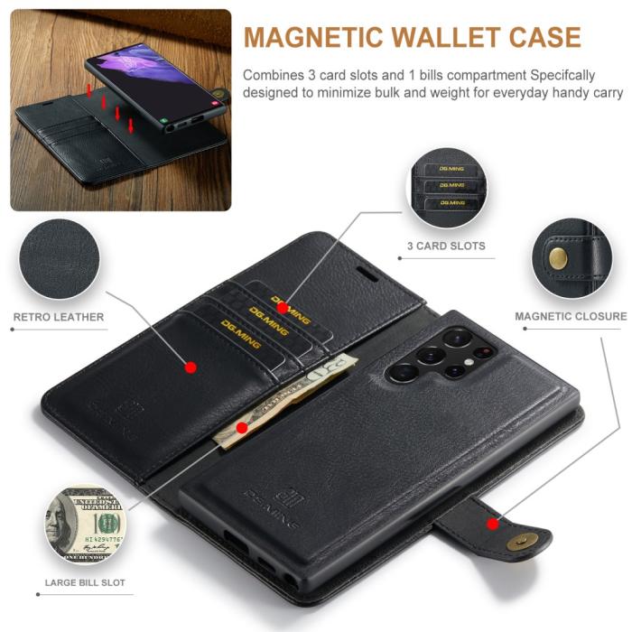 Bild 5, DG.MING Galaxy S25 Ultra 2in1 Magnet Fodral / Skal Svart
