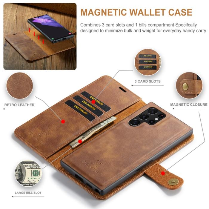Bild 6, DG.MING Galaxy S25 Ultra 2in1 Magnet Fodral / Skal Brun