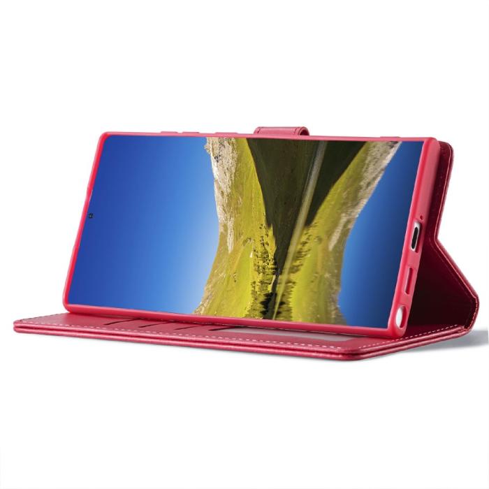 Bild 2, LC.IMEEKE Samsung Galaxy S25 Ultra Fodral Läder Rosa/Röd