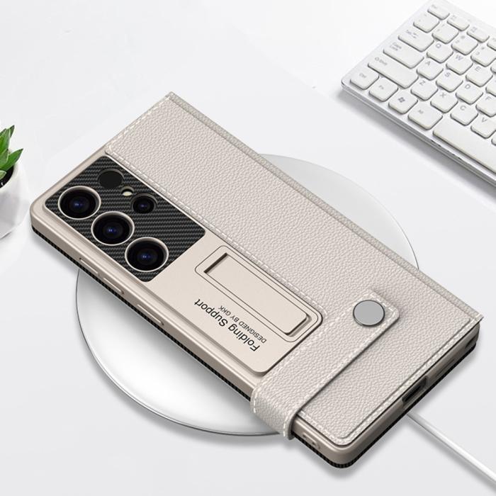 Bild 5, GKK Galaxy S25 Ultra Fodral Kickstand Läder Grön