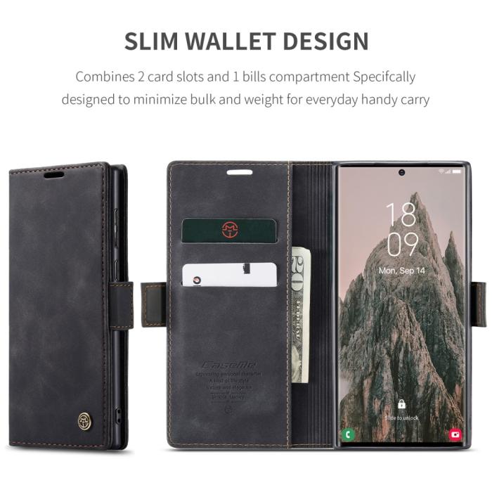 Bild 6, CASEME Samsung Galaxy S25 Ultra Fodral Retro Läder Svart