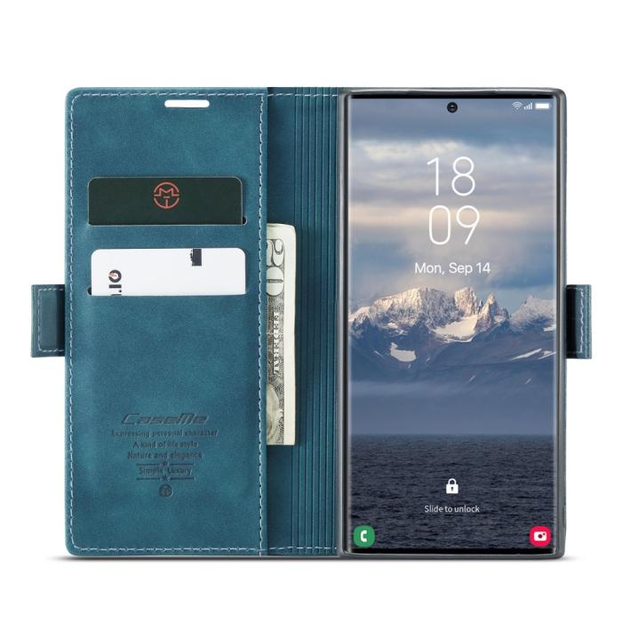 Bild 3, CASEME Samsung Galaxy S25 Ultra Fodral Retro Läder Blå