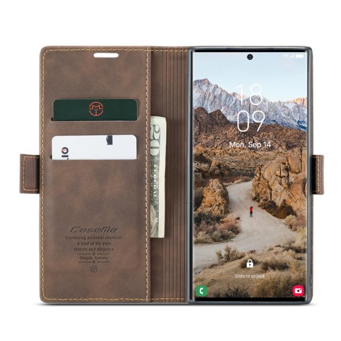 Bild 3, CASEME Samsung Galaxy S25 Ultra Fodral Retro Läder Brun