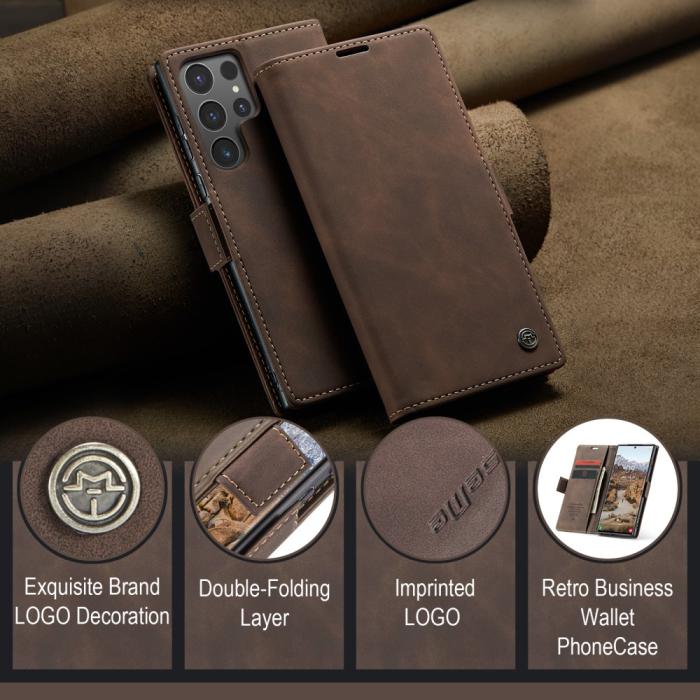 Bild 5, CASEME Samsung Galaxy S25 Ultra Fodral Retro Läder Brun