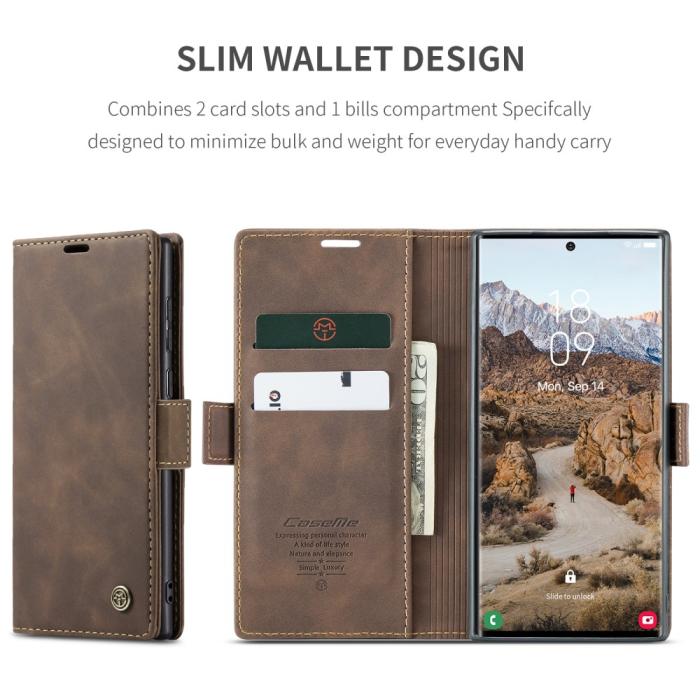 Bild 6, CASEME Samsung Galaxy S25 Ultra Fodral Retro Läder Brun