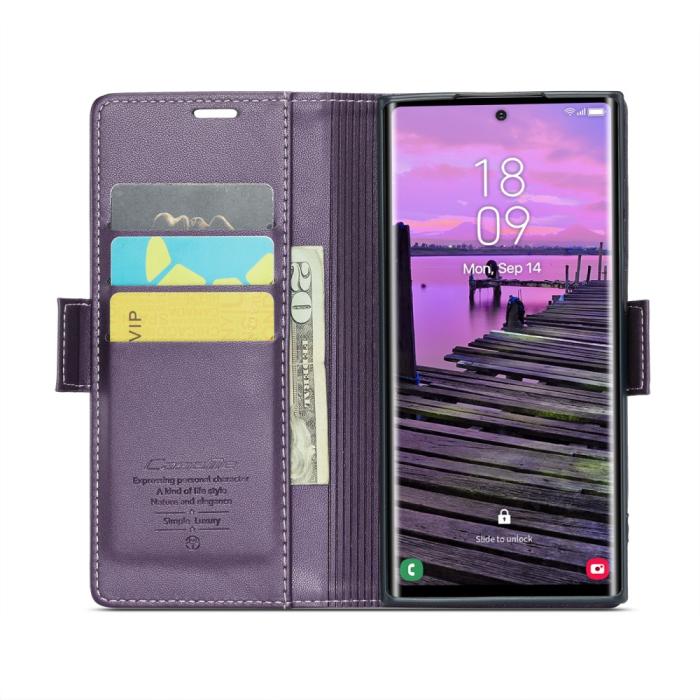 Bild 3, CASEME Galaxy S25 Ultra Fodral RFID Slim Läder Lila